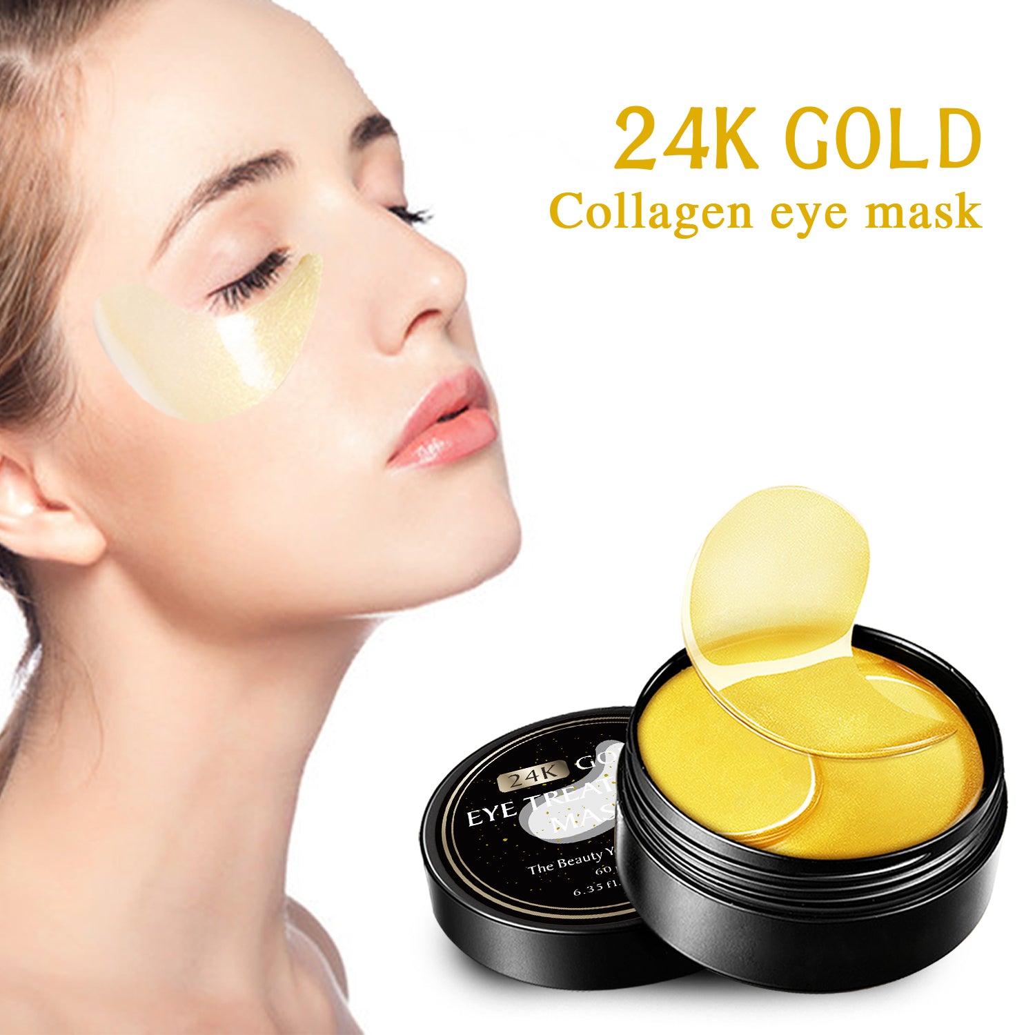 24K Gold Firming Gel Eye Mask – Hydrating & Revitalizing Skincare – With 24K Gold, Caffeine & Honey – 30 Pairs