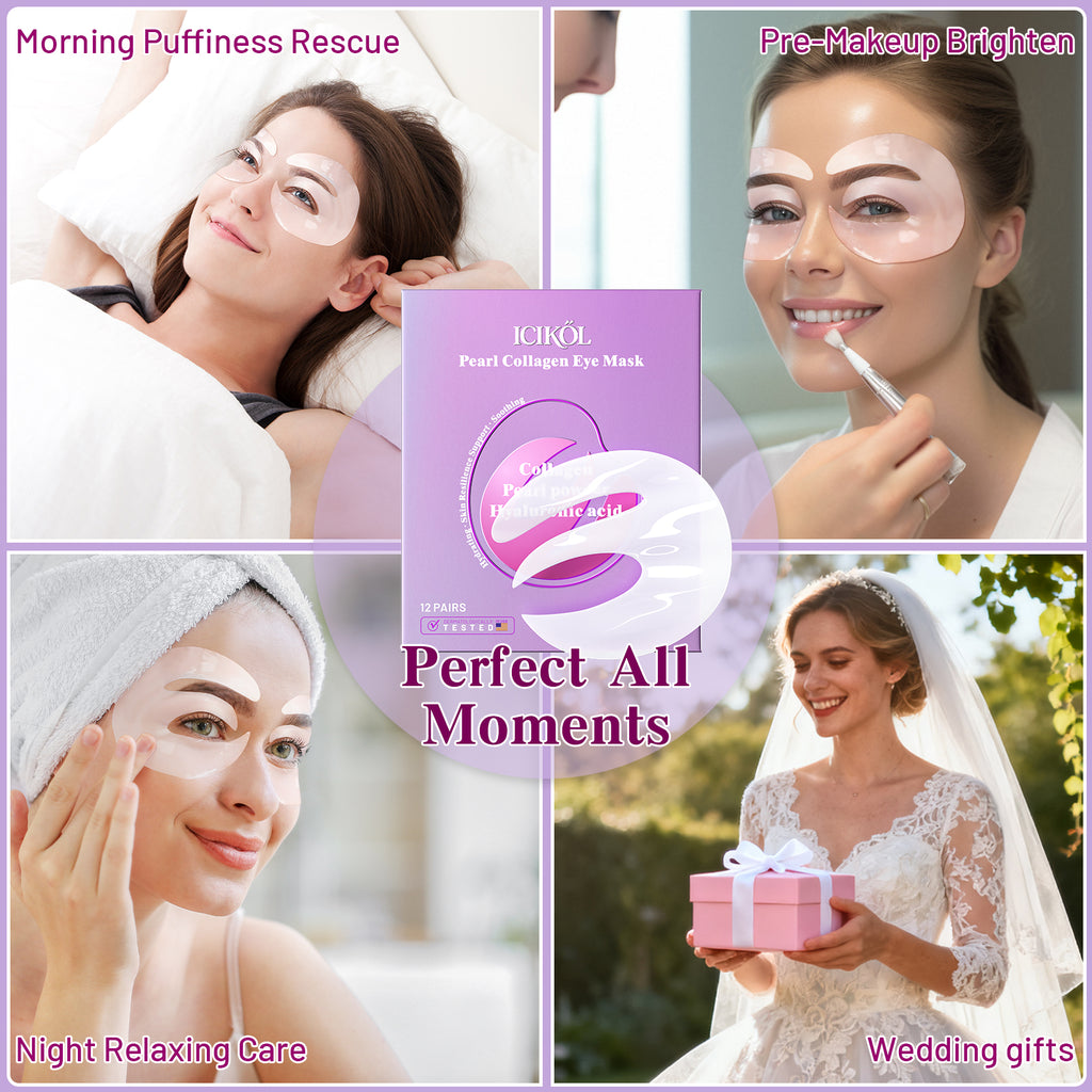 Pearl Collagen Under Eye Patches White-E Shape  12 Pairs