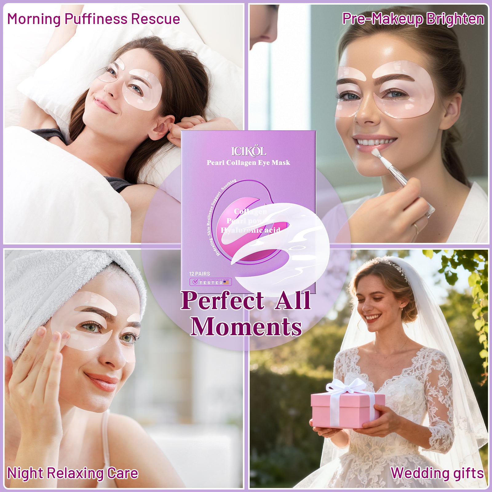 Pearl Collagen Under Eye Patches White-E Shape  12 Pairs